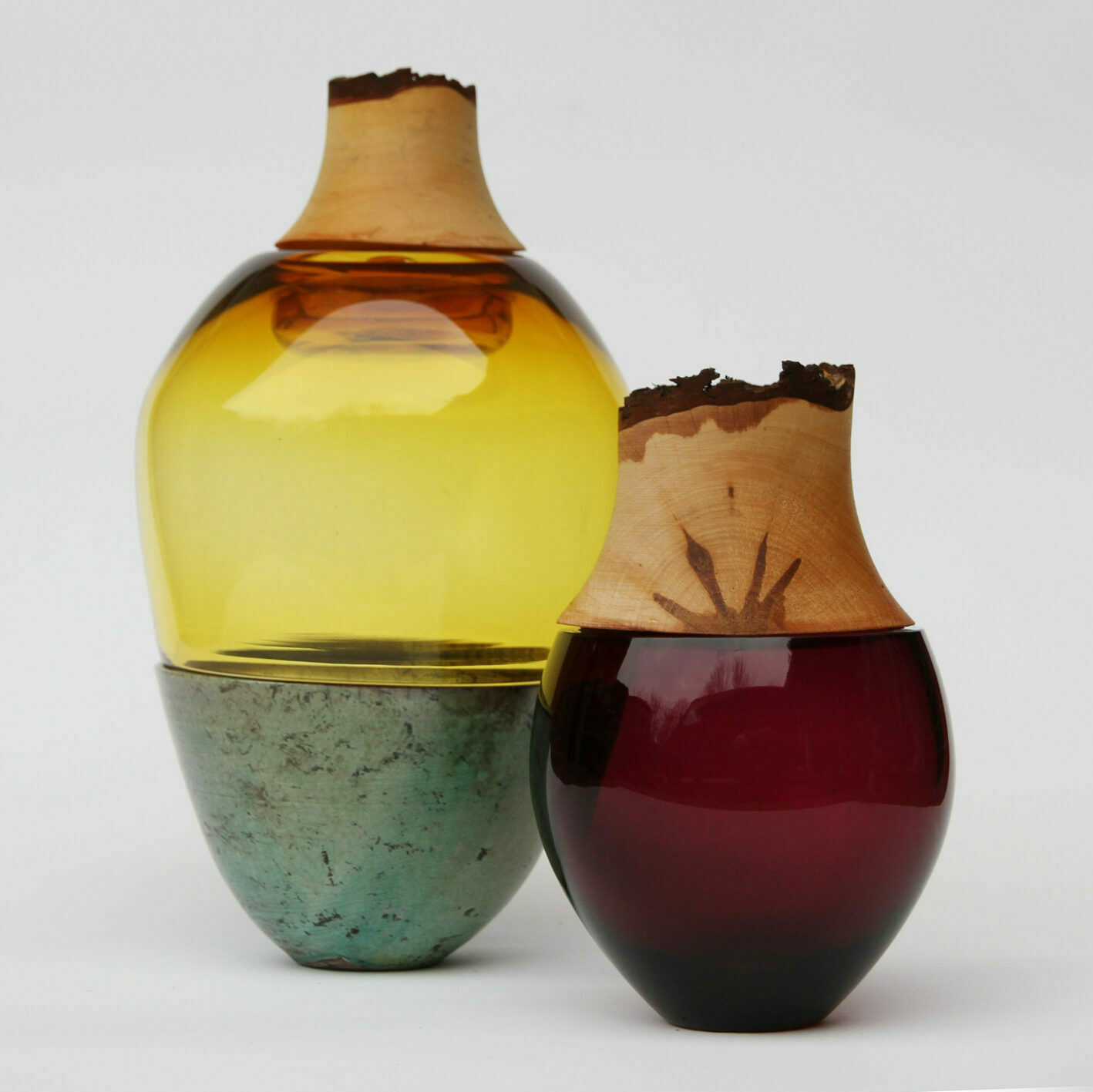 stacking vessels utopia & utility vasen funktionale skulpturen glas keramik messing kupfer holz design inneneinrichtung einrichtungsidee
