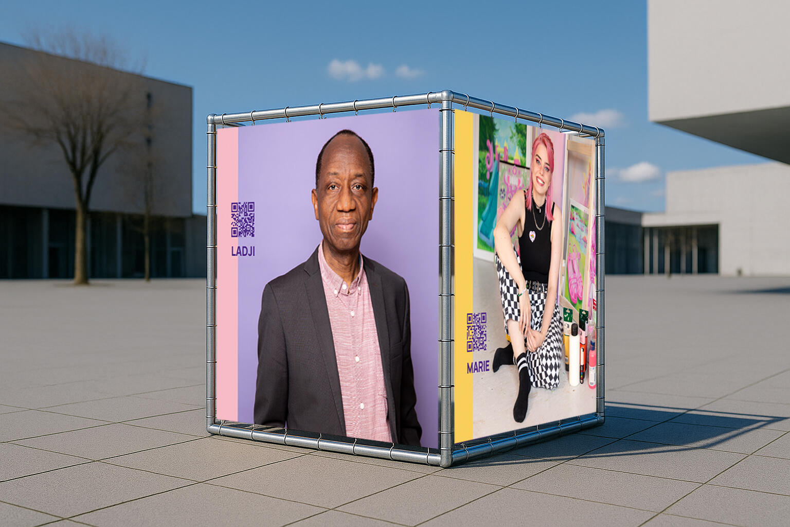 Zwischen Gestern und Morgen, Ausstellung, Kunstausstellung, Bochum, Rathausvorplatz, Q 1 Stadtteilzentrum, mock up, Judith Büthe, Bochum-Fond