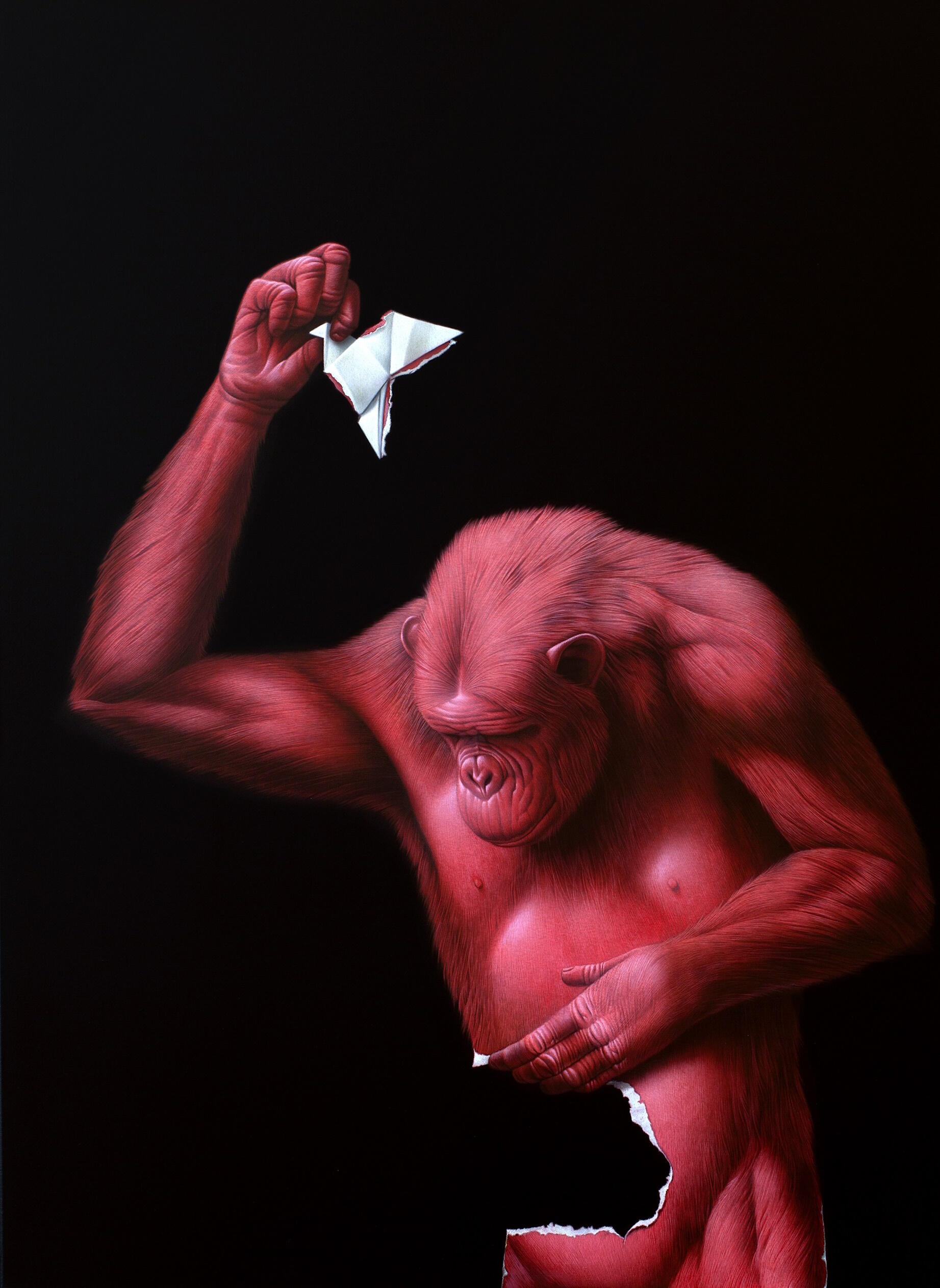 Eckart Hahn: Papiertiger, Ausstellung, Kunstausstellung, Bergisch Gladbach, Villa Zanders, Skin, VG Bild-Kunst, Character, Sammlung der Kreissparkasse Reutlingen