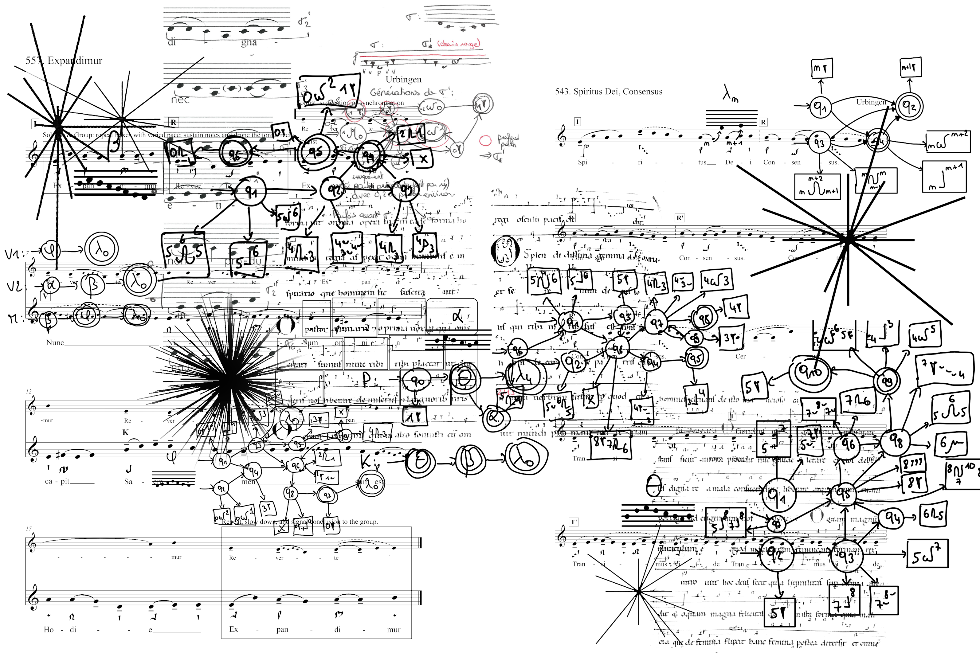 Holly Herndon, Mat Dryhurst, Starmirror, Ausstellung, Kunstausstellung Düsseldorf, Kunstsammlung NRW, K21, Songbook, Gesangsbuch mit Musiknoten und Skizzen für das Coding des KI Modells