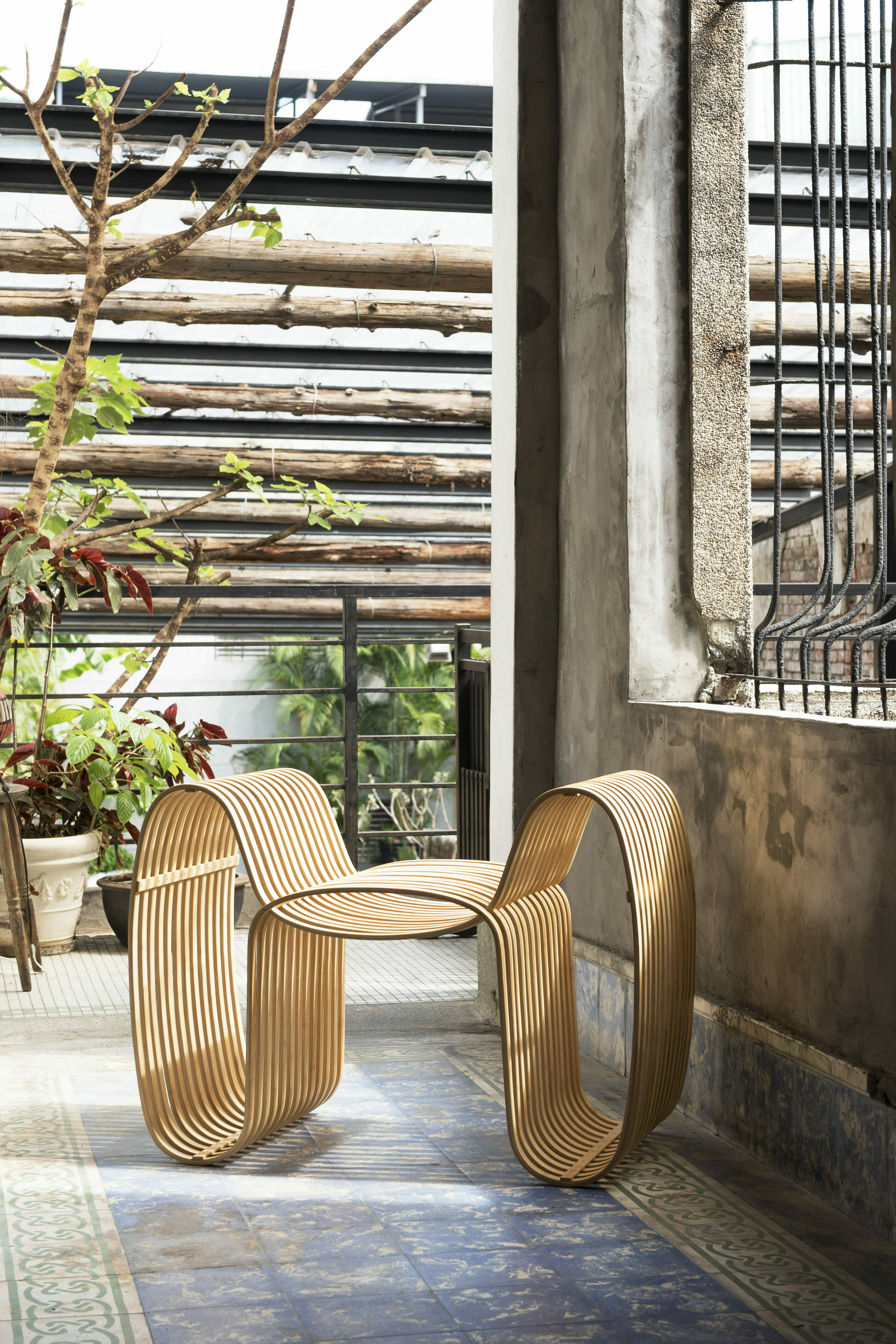 bow tie chair gridesign studio bambus stuhl hell design inneneinrichtung einrichtungsidee