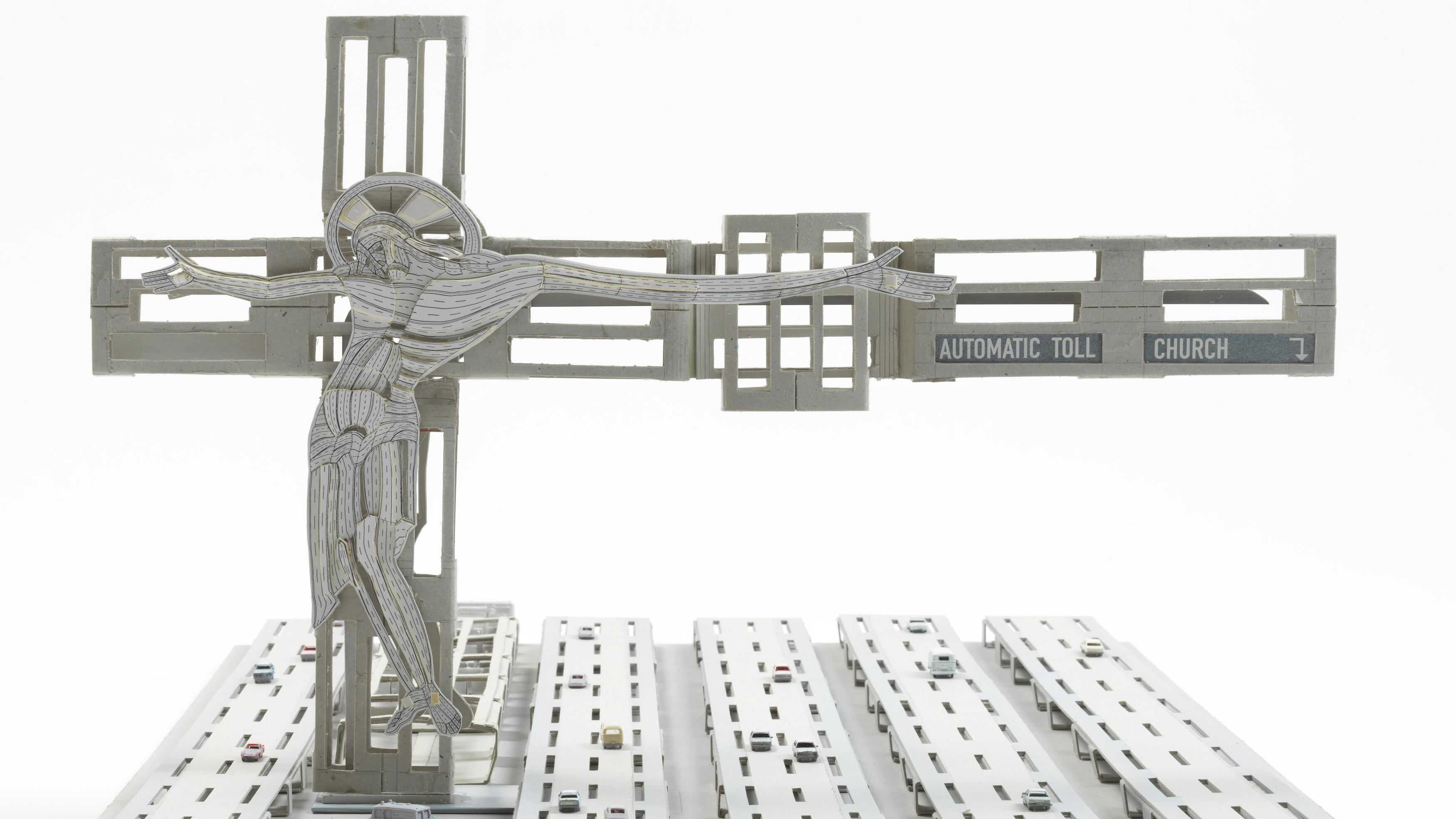 Thomas Bayrle, Fröhlich sein!, Ausstellung, Kunstausstellung, Frankfurt am Main, Schirn Kunsthalle, Ausstellungsansicht, Philip Johnson, The New York Times, Norbert Miguletz, Gerano Pavesi, Church, Jens Ziehe