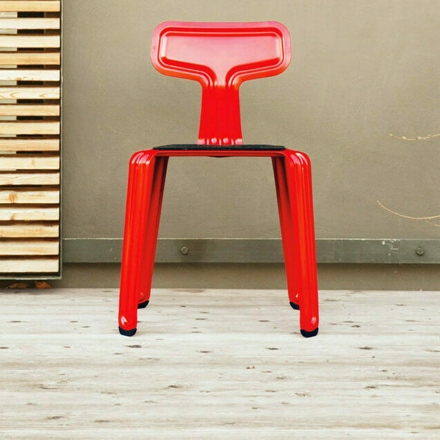 pressed chair harry thaler stuhl rot design inneneinrichtung einrichtungsidee