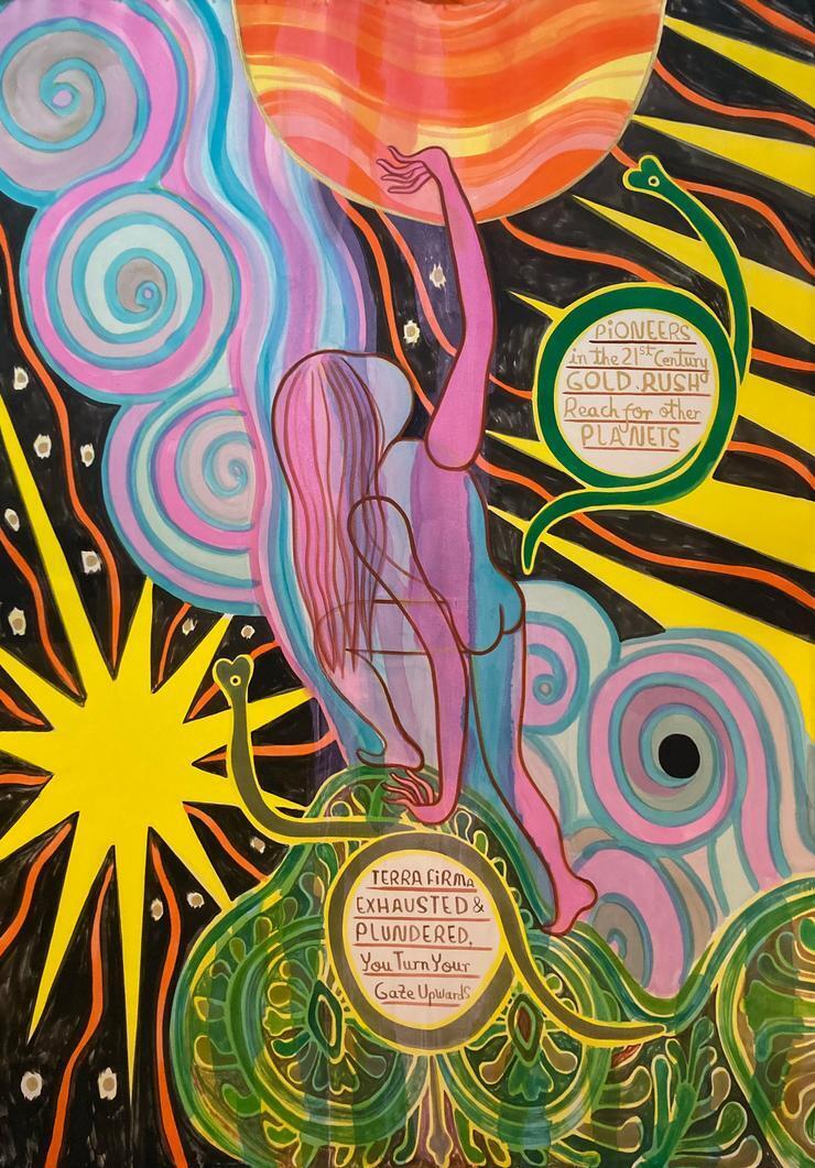 Emma Talbot, Psyche, Sammlungssatellit #10, Ausstellung, Kunstausstellung, Krefeld, Kaiser Wilhelm Museum, Kunstmuseen Krefeld, Pioneers, Galerie Onrust, Malerei auf Seide